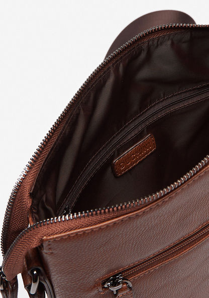 Duchini Textured Crossbody Bag with Adjustable Sling and Zip Closure-Men%27s Handbags-image-4