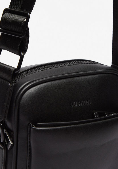 Duchini Solid Crossbody Bag with Adjustable Sling and Zip Closure-Men%27s Handbags-image-2