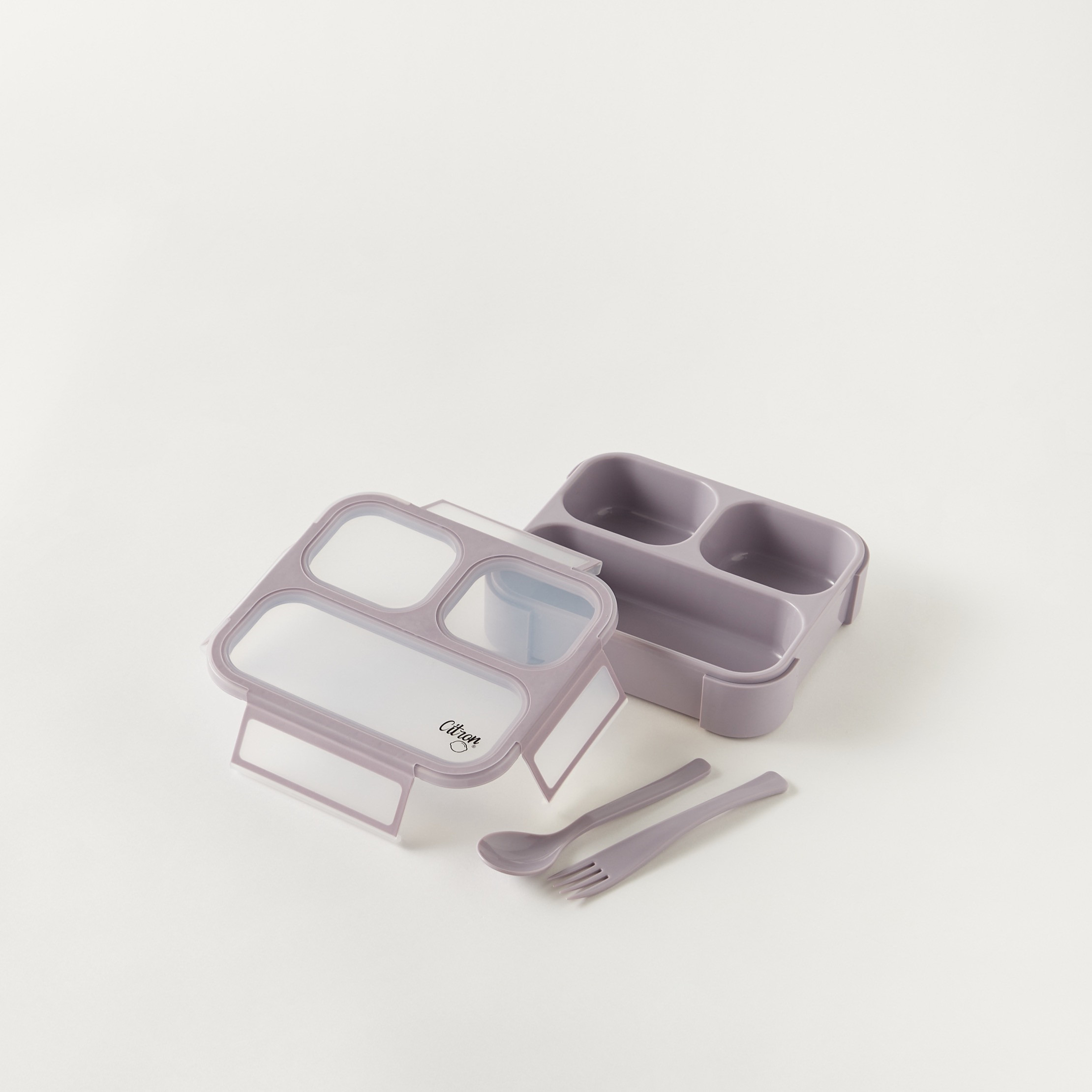 Citron Sectioned Lunch Box with Fork and Spoon-school-lunchessentials-lunchboxes-image-5