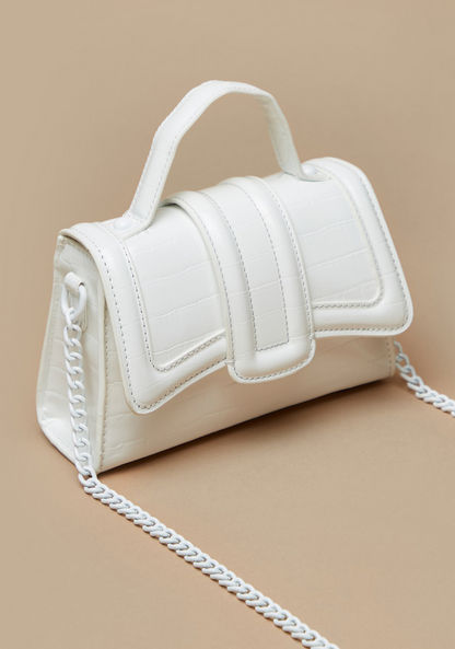 Missy Solid Satchel Bag with Chain Strap and Button Closure