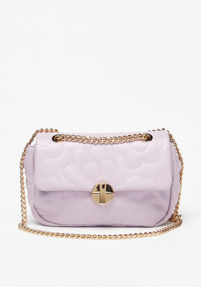 Missy Quilted Crossbody Bag with Chain Strap and Lock Clasp Closure