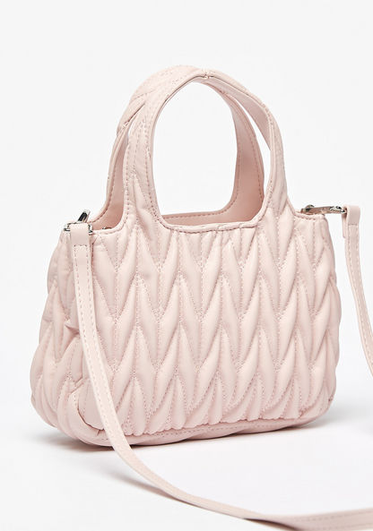 Missy Quilted Tote Bag with Detachable Strap and Zip Closure-Women%27s Handbags-image-1