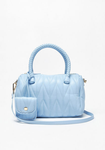 Missy Quilted Bowler Bag with Detachable Strap and Pouch