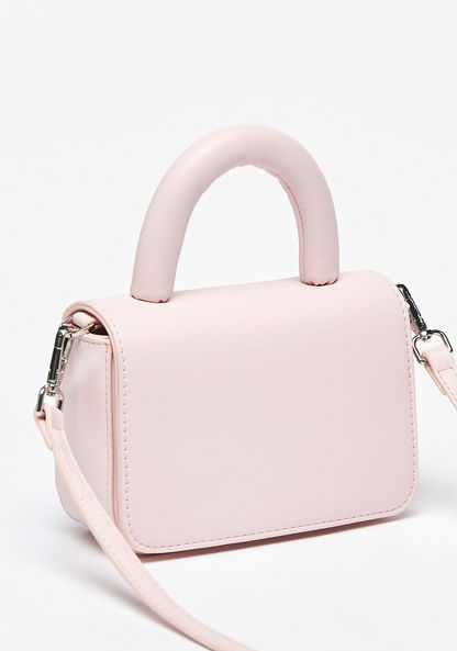 Missy Solid Satchel Bag with Detachable Strap and Button Closure