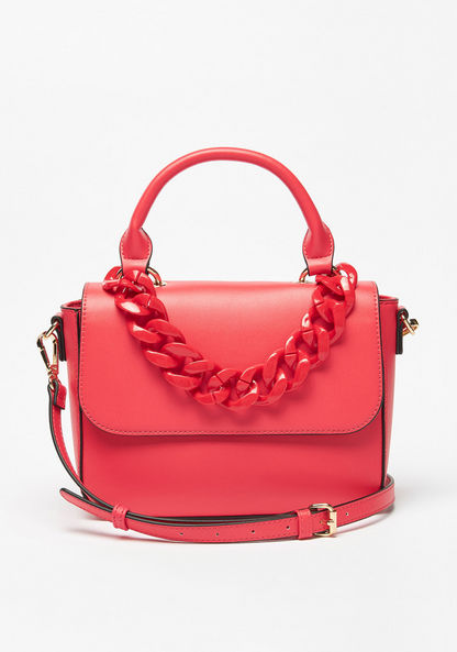 Missy Solid Satchel Bag with Chain Detail and Removable Strap