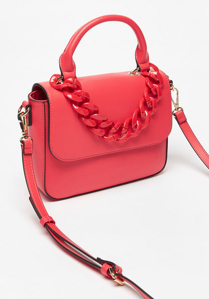 Missy Solid Satchel Bag with Chain Detail and Removable Strap