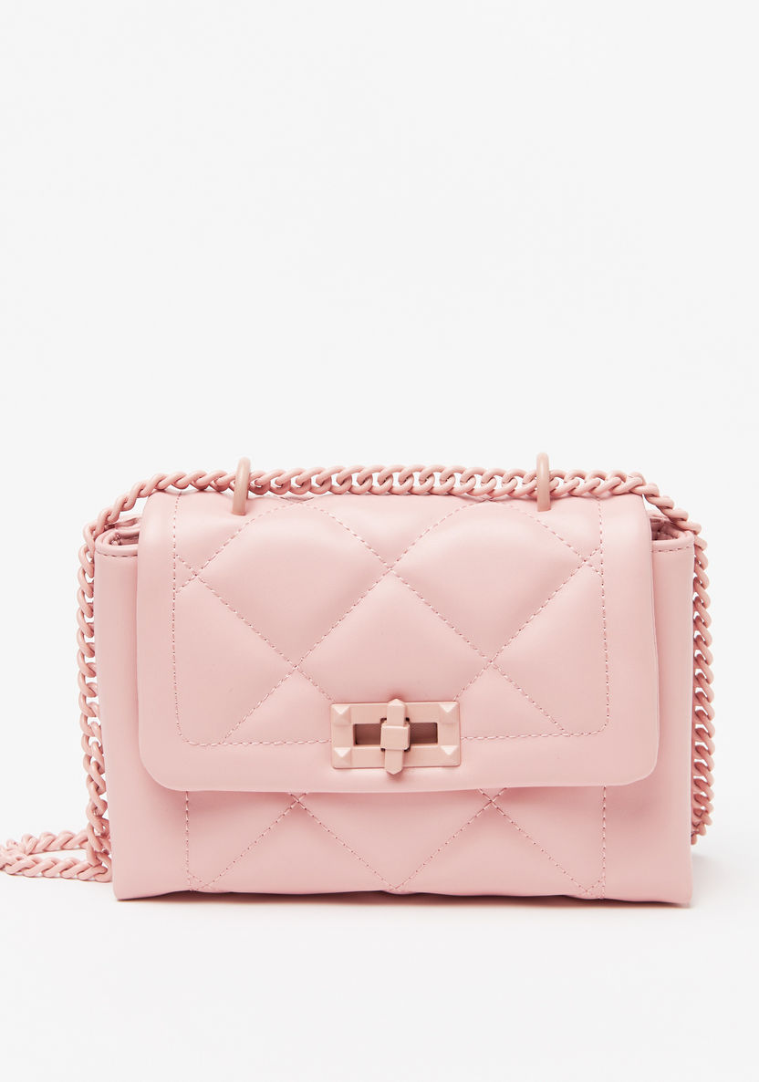 Missy Quilted Crossbody Bag with Chain Strap and Twist Lock Closure-Women%27s Handbags-image-0