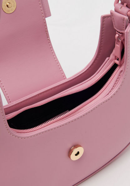 Missy Solid Shoulder Bag with Buckle Detail and Adjustable Strap