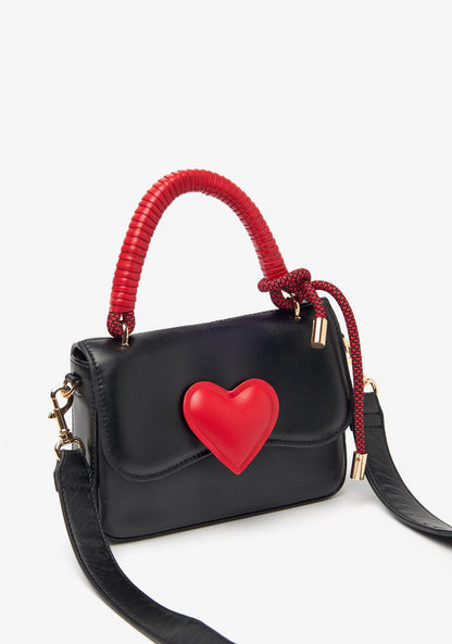Missy Heart Accent Satchel Bag with Detachable Strap
