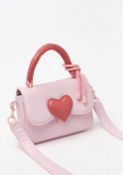 Missy Heart Accent Satchel Bag with Detachable Strap