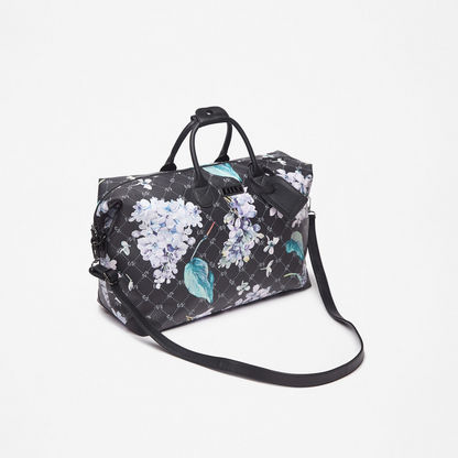 Elle Floral Print Duffle Bag with Handles and Detachable Strap