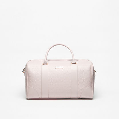 Elle Textured Duffle Bag with Detachable Strap and Zip Closure-Duffle Bags-image-0
