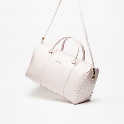 Elle Textured Duffle Bag with Detachable Strap and Zip Closure-Duffle Bags-image-2