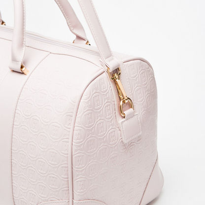 Elle Textured Duffle Bag with Detachable Strap and Zip Closure-Duffle Bags-image-3