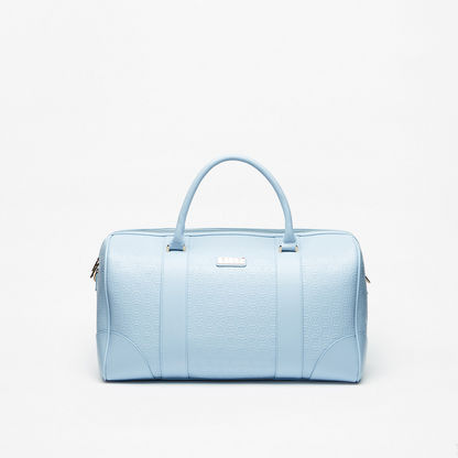 Elle Textured Duffle Bag with Detachable Strap and Zip Closure