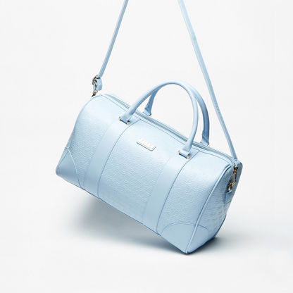Elle Textured Duffle Bag with Detachable Strap and Zip Closure