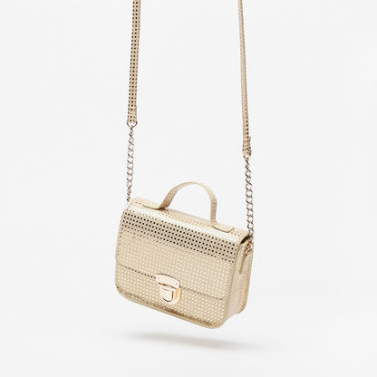 Little Missy Foil Print Crossbody Bag with Chain Strap and Buckle Closure-Girl%27s Bags-image-1