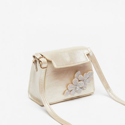 Little Missy Floral Accented Crossbody Bag with Embellished Detail-Girl%27s Bags-image-2