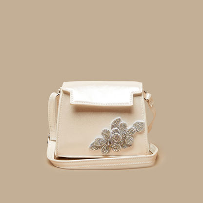 Little Missy Floral Accented Crossbody Bag with Embellished Detail-Girl%27s Bags-image-0