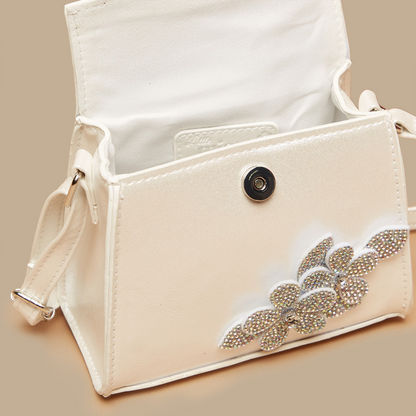 Little Missy Floral Accented Crossbody Bag with Embellished Detail-Girl%27s Bags-image-3