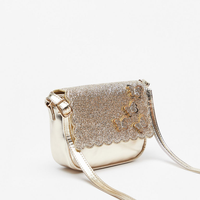 Little Missy Glitter Textured Crossbody Bag with Butterfly Accents-Girl%27s Bags-image-2