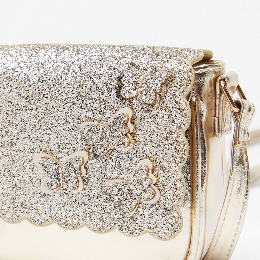 Little Missy Glitter Textured Crossbody Bag with Butterfly Accents-Girl%27s Bags-image-3