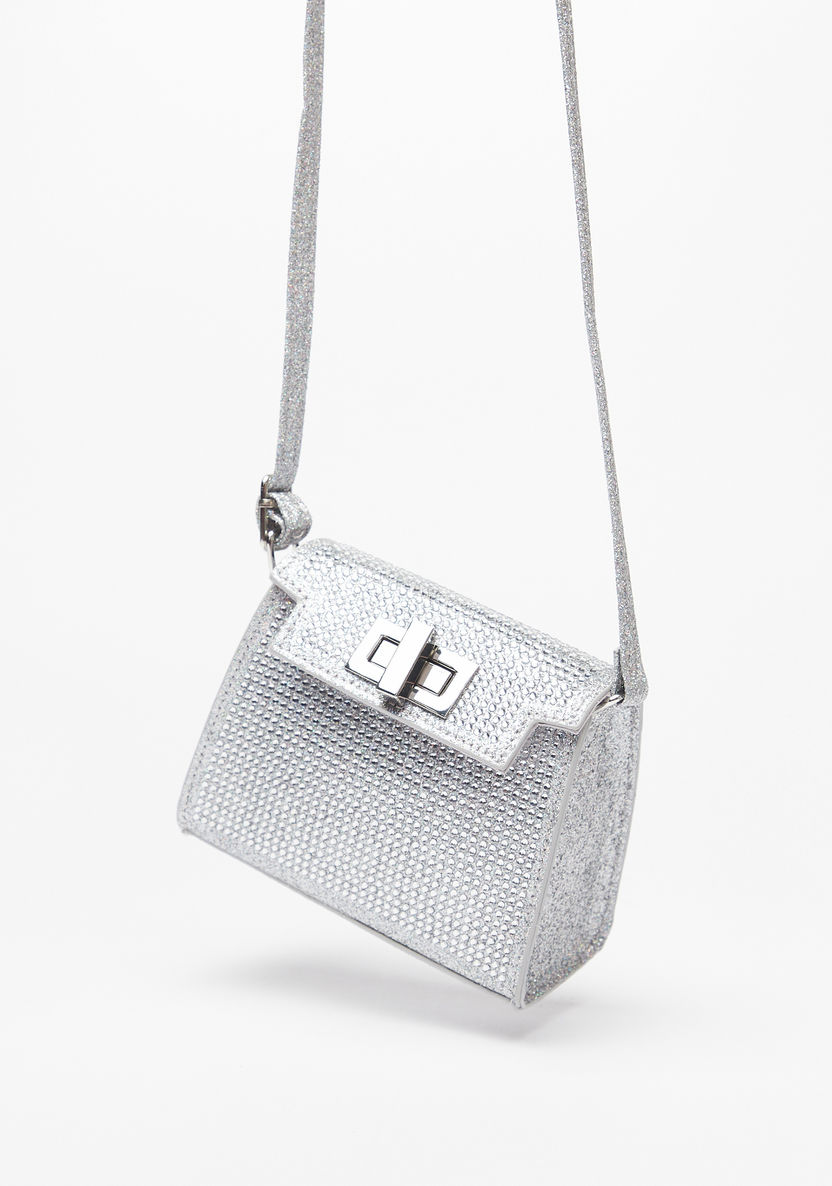 Little Missy Embellished Crossbody Bag with Twist and Lock Closure-Girl%27s Bags-image-1