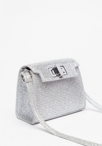 Little Missy Embellished Crossbody Bag with Twist and Lock Closure