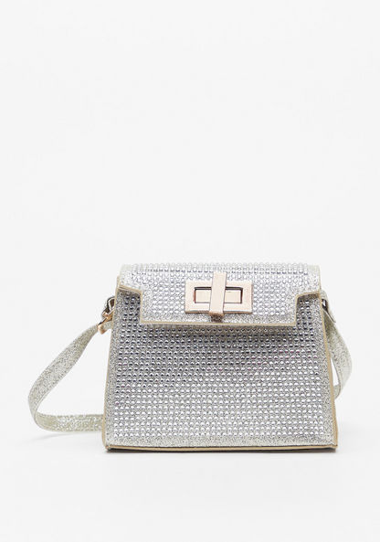 Little Missy Embellished Crossbody Bag with Twist and Lock Closure