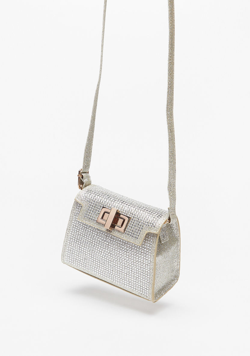 Little Missy Embellished Crossbody Bag with Twist and Lock Closure-Girl%27s Bags-image-1