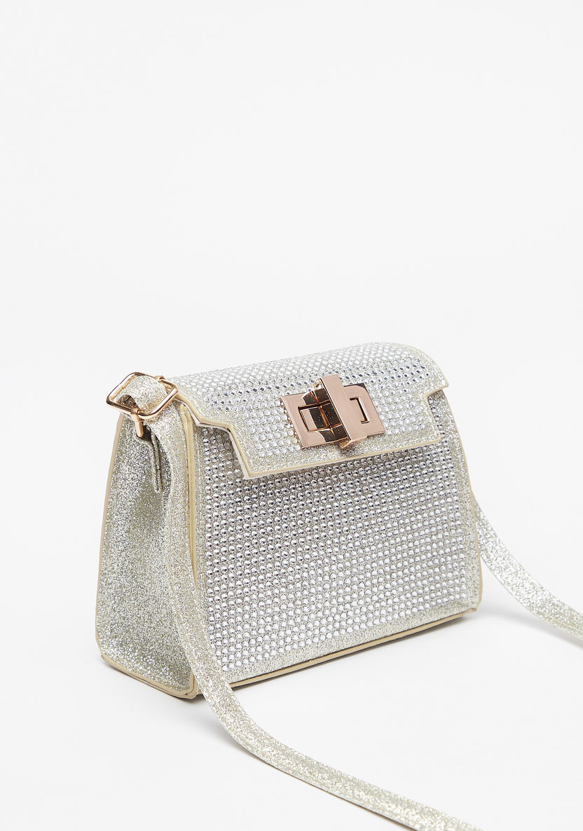 Little Missy Embellished Crossbody Bag with Twist and Lock Closure-Girl%27s Bags-image-2