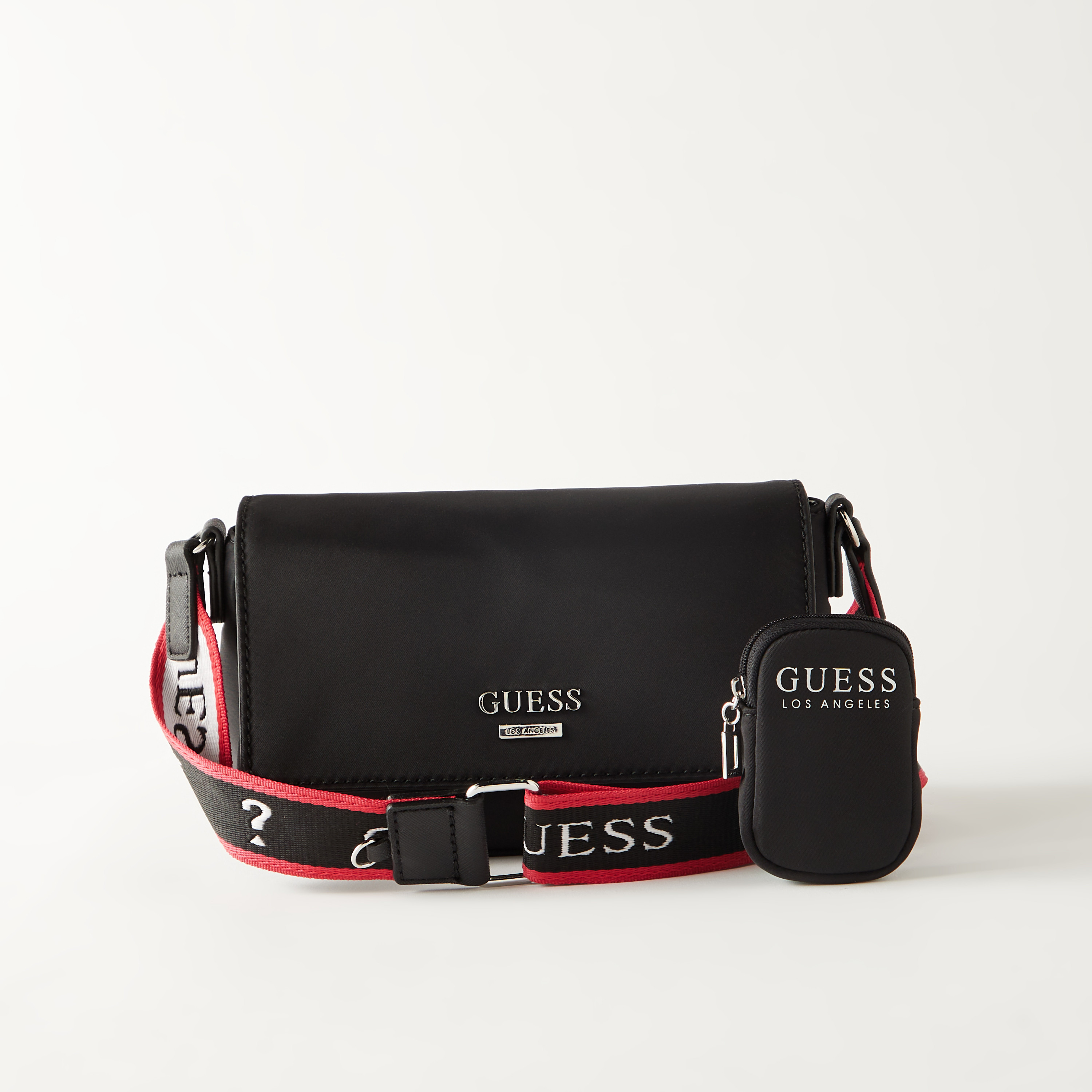 Guess Black Mika Double Pouch Crossbody Bag at FORZIERI
