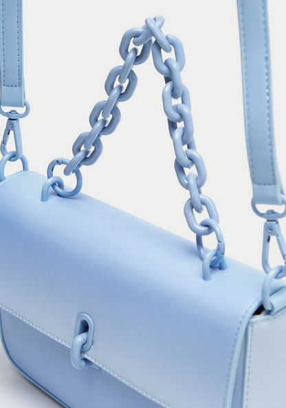Missy Solid Crossbody Bag with Enamel Chain Detail