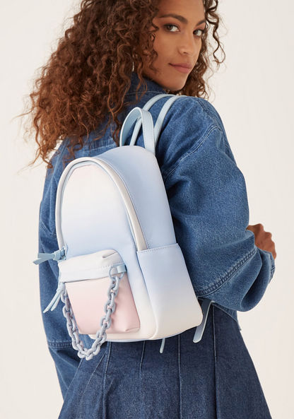 Missy Ombre Print Backpack with Enamel Chain Detail and Zip Closure-Women%27s Backpacks-image-0