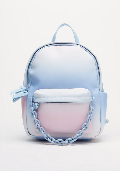 Missy Ombre Print Backpack with Enamel Chain Detail and Zip Closure-Women%27s Backpacks-image-1