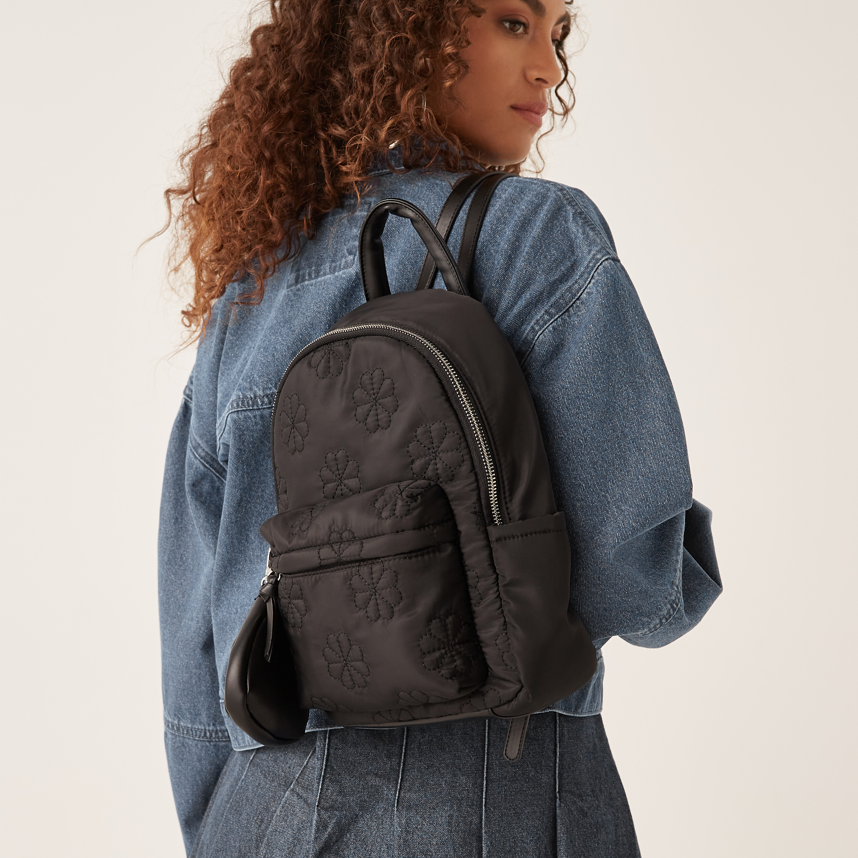 Missy Floral Quilted Backpack with Zip Closure and Pouch-women-bagsandwallets-backpacks-image-2