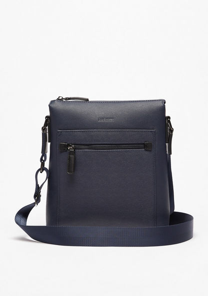 Duchini Textured Crossbody Bag with Adjustable Strap-Men%27s Handbags-image-0