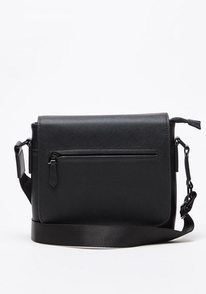 Duchini Textured Crossbody Bag with Adjustable Strap and Zip Closure