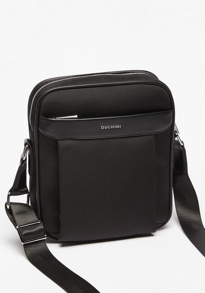 Duchini Textured Crossbody Bag with Adjustable Strap-Men%27s Handbags-image-1