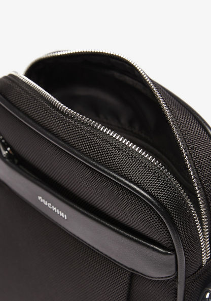 Duchini Textured Crossbody Bag with Adjustable Strap-Men%27s Handbags-image-4
