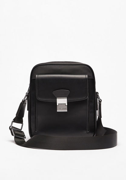 Duchini Solid Crossbody Bag with Adjustable Strap-Men%27s Handbags-image-0