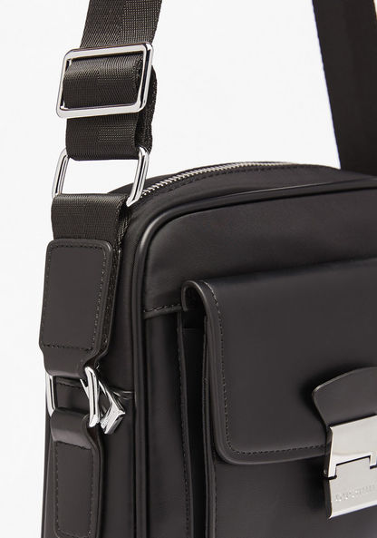 Duchini Solid Crossbody Bag with Adjustable Strap-Men%27s Handbags-image-2