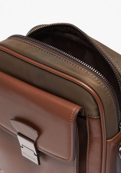 Duchini Solid Crossbody Bag with Adjustable Strap-Men%27s Handbags-image-3