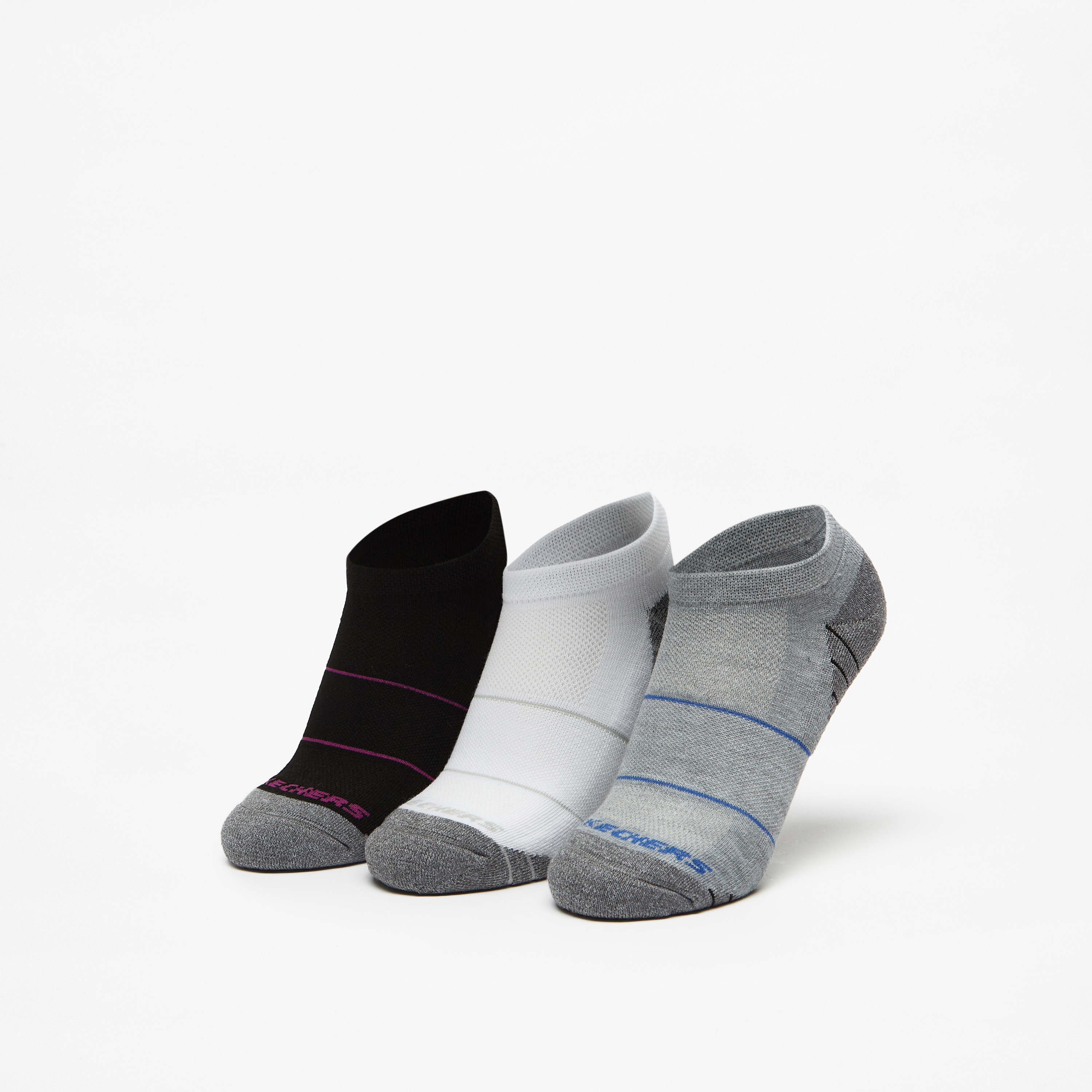 Skechers 3-Piece Striped Ankle Length Sports Socks Set - S114343-041-women-socksandstockings-image-1