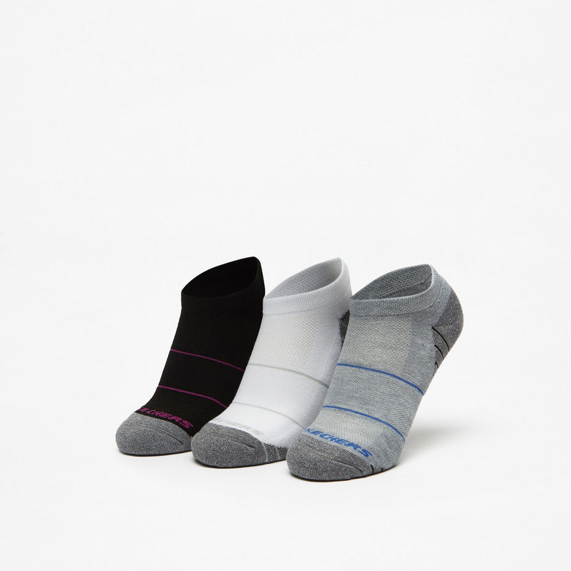Skechers Striped Ankle Length Sports Socks - Set of 3-Women%27s Socks-image-0