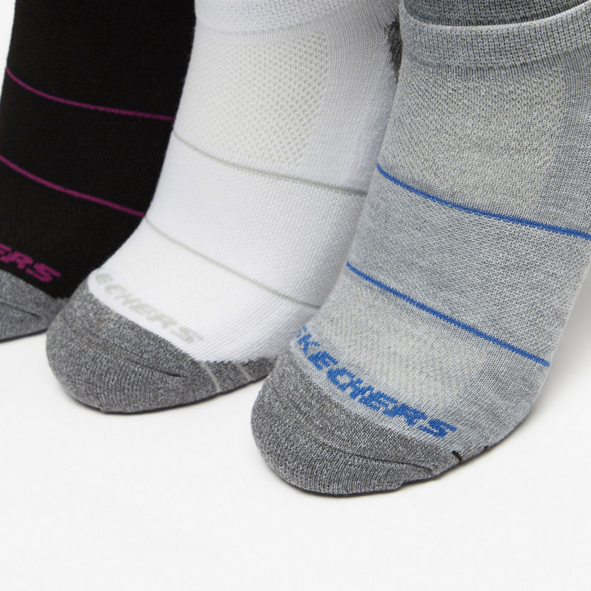 Skechers Striped Ankle Length Sports Socks - Set of 3-Women%27s Socks-image-1