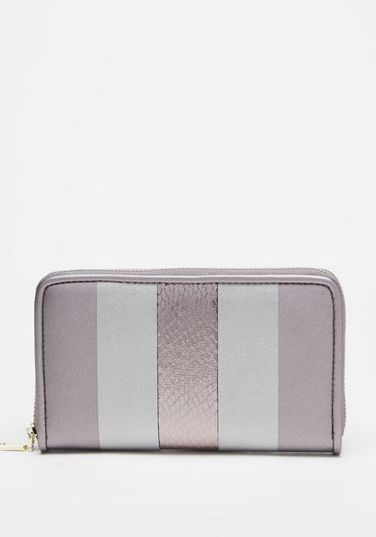 Celeste Textured Striped Zip Around Wallet-Wallets & Clutches-image-0
