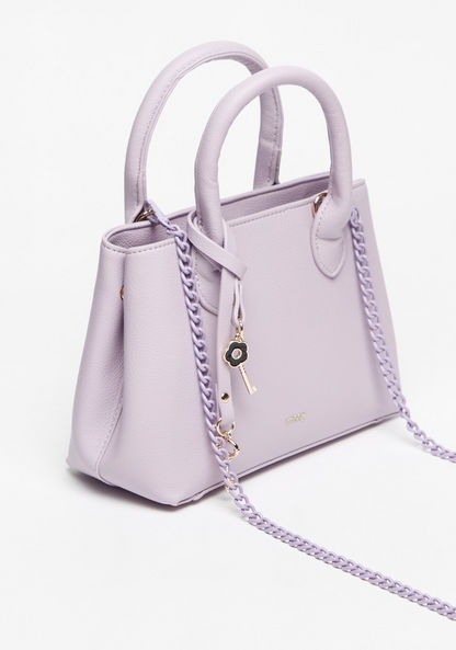 Missy Textured Tote Bag with Chain Strap and Charm Detail