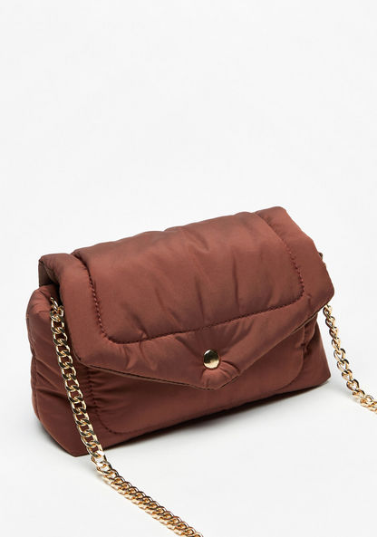 Missy Quilted Crossbody Bag with Snap Button Closure and Chain Strap