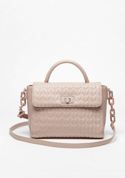 Missy Quilted Satchel Bag with Chain Strap and Twist Lock Closure